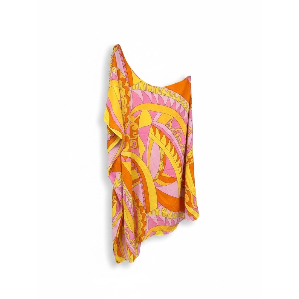 Show Me Your Mumu Trish One Shoulder Mini Dress Pink Orange Psychedelic Small